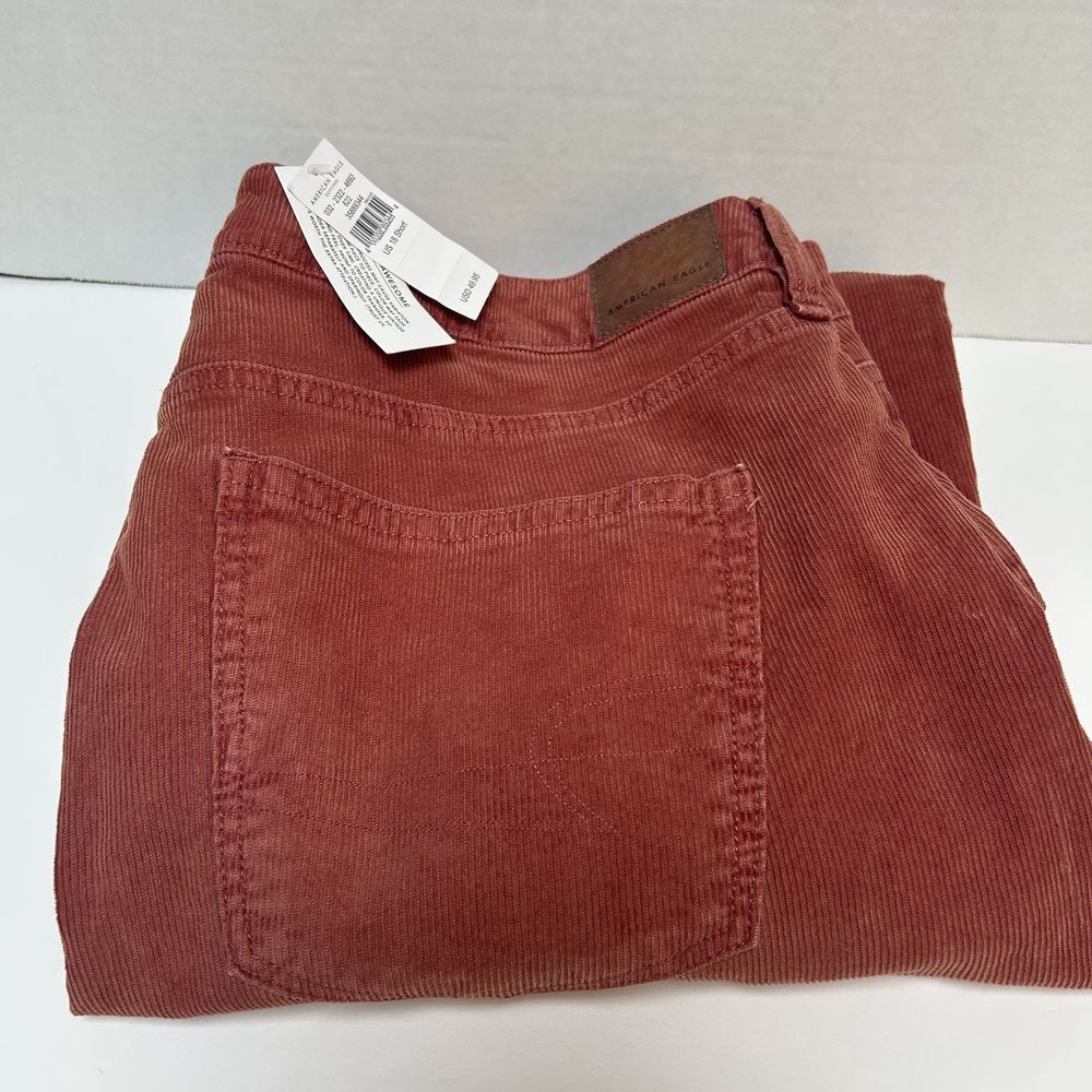 American Eagle NWT Corduroy Mom Straight Jean Pants Terracotta Rust Size 18S/pet